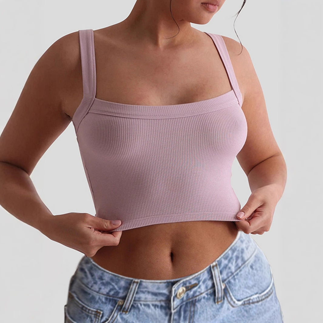 Damen Crop-Top mit quadratischem Ausschnitt und elastischem Material R&B