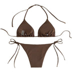 Damen Triangel-Bikini mit feiner Rippstruktur und verstellbaren Trägern R&B