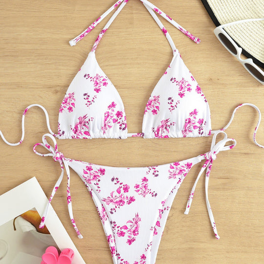 Damen Triangel-Bikini mit raffinierten Schnürdetails und elegantem Leopardenmuster R&B