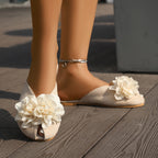 Damen Komfortable Hauspantoletten mit romantischen Blumendetails R&B
