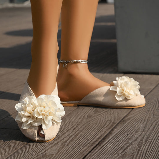 Damen Komfortable Hauspantoletten mit romantischen Blumendetails R&B