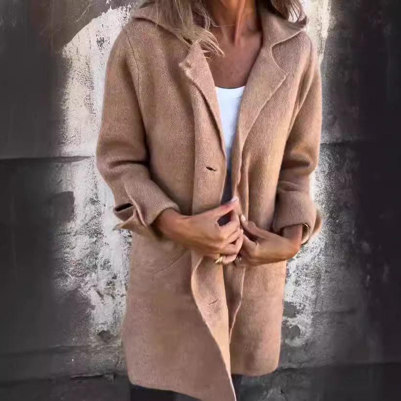 Damen eleganter Wollmantel mit praktischen Taschen R&B