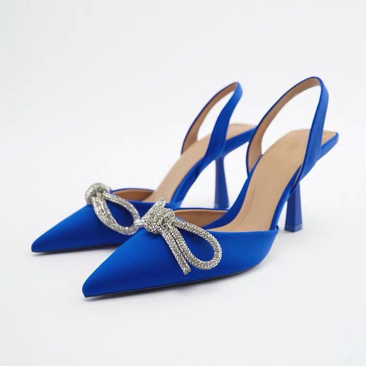 Damen elegante Slingback-Pumps mit glitzernden Schleifen-Details R&B
