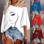 R&B | Spleißen lockeres lässiges Print-T-Shirt