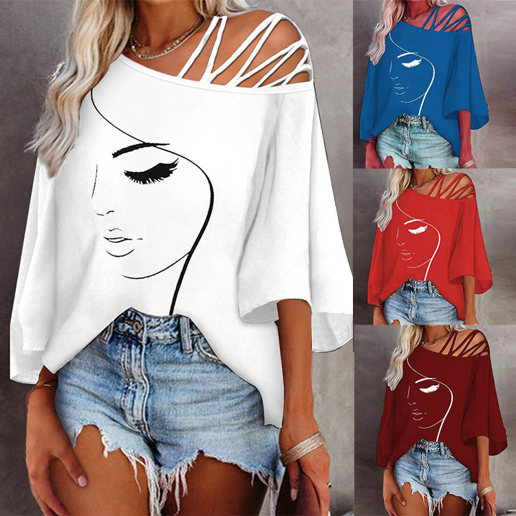 R&B | Spleißen lockeres lässiges Print-T-Shirt