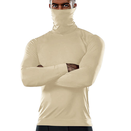 Herren funktionales Langarmshirt mit hohem Kragen und feuchtigkeitsregulierendem Material R&B