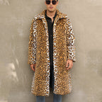 Herren Eleganter Kunstpelzmantel im Leopardenlook R&B