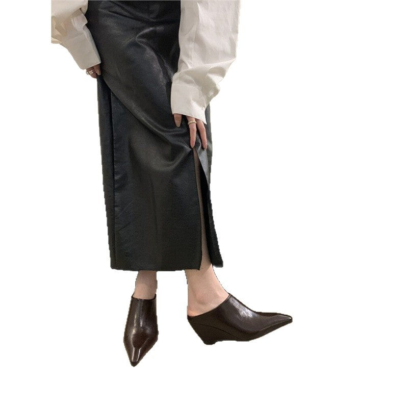 Damen schlanke Mules mit modernem asymmetrischem Design R&B