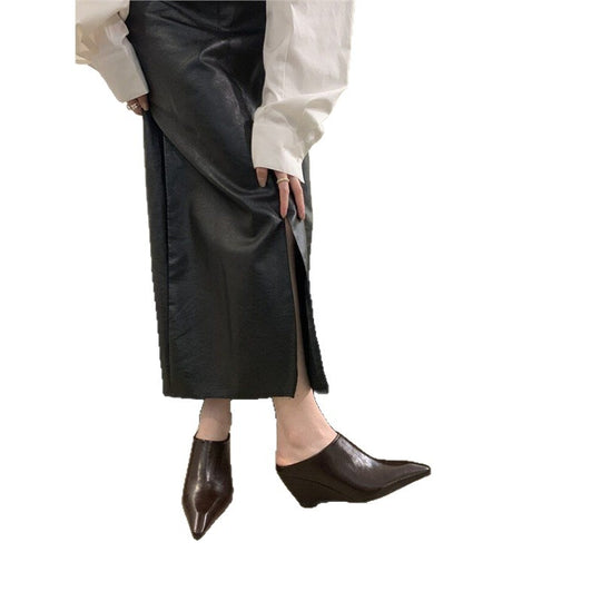 Damen schlanke Mules mit modernem asymmetrischem Design R&B