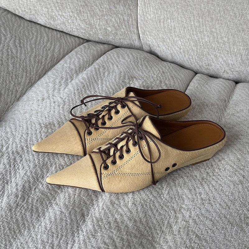 Damen elegante Schnürschuhe mit spitzem Schuhdesign und feinem Leder R&B