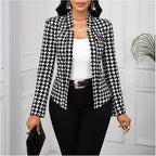 Damen modische Blazerjacke im Hahnentritt-Muster R&B