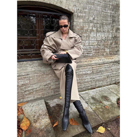 Damen Übergröße Trenchcoat R&B