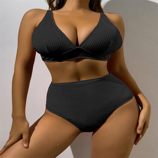 Damen Hochgeschnittener Bikini mit strukturiertem Oberteil R&B
