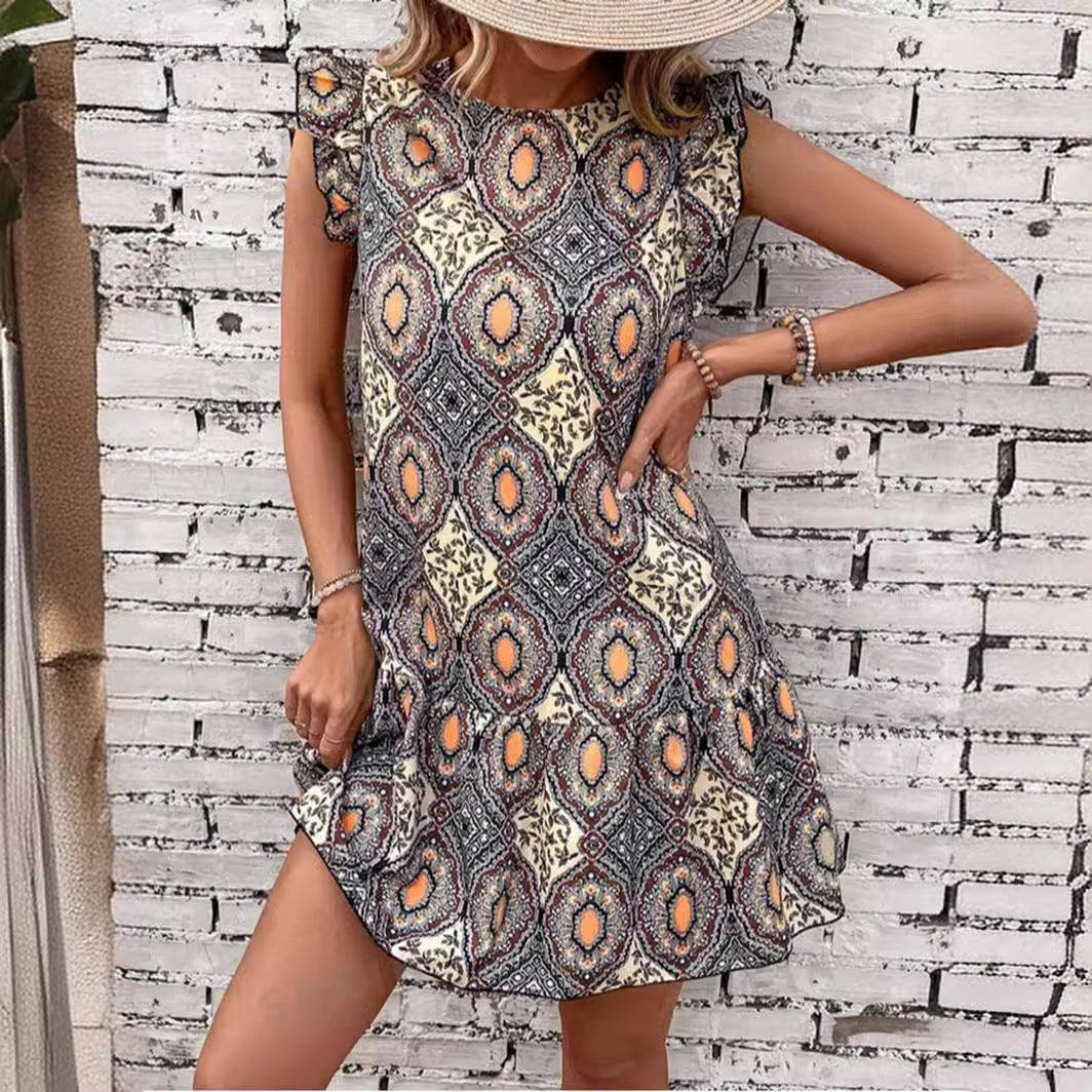 Damen kurzes Sommerkleid mit Rüschendetails R&B