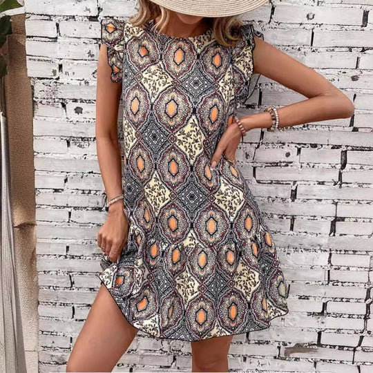 Damen kurzes Sommerkleid mit Rüschendetails R&B