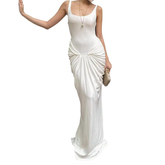 Damen Elegantes bodenlanges Kleid mit raffiniertem Drapierungseffekt R&B