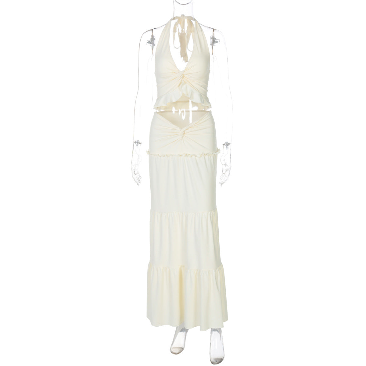 Damen Maxi-Kleid mit offener Rückenpartie und innovativem Wickeldesign R&B