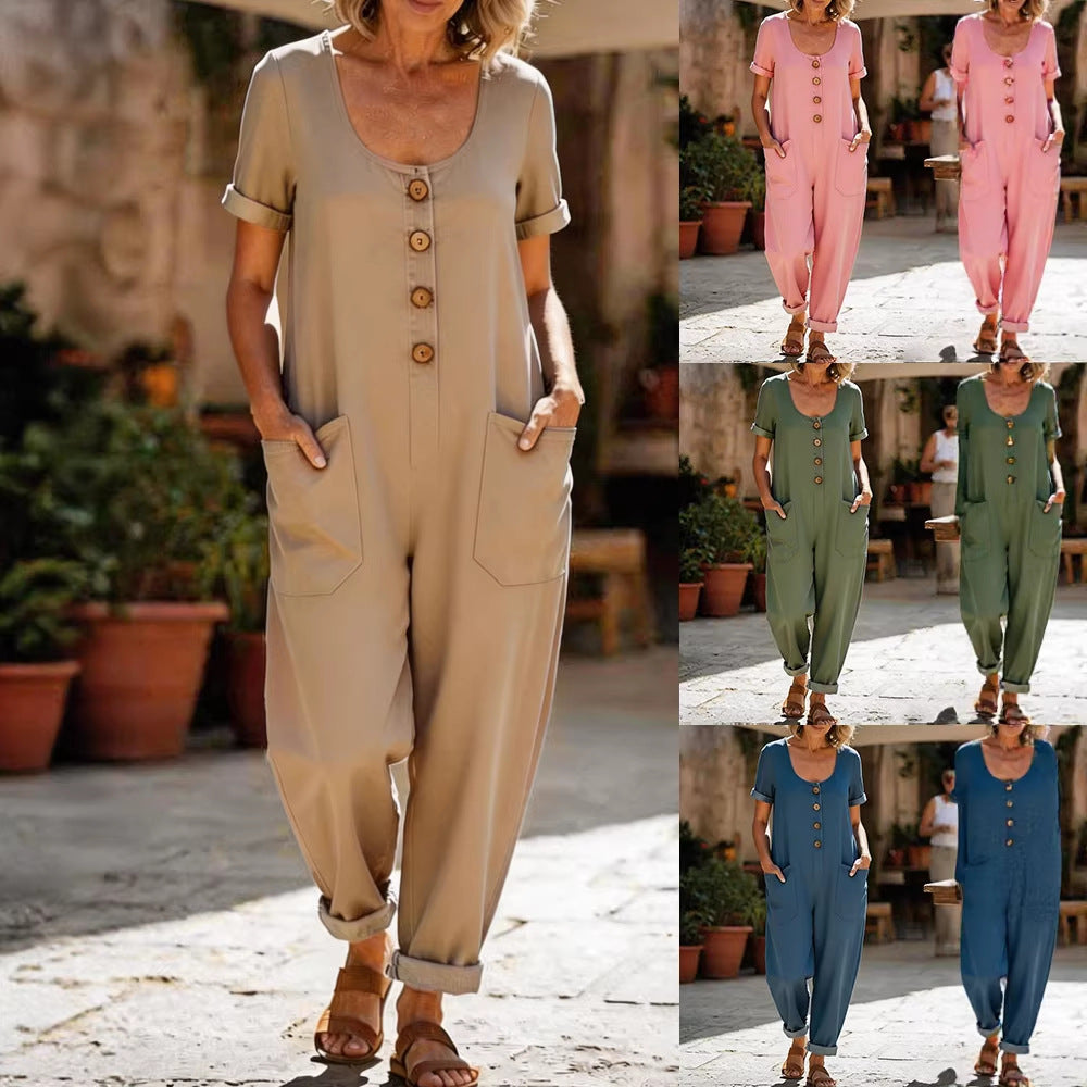 Damen Jumpsuit mit western-inspirierten Knopfdetails R&B