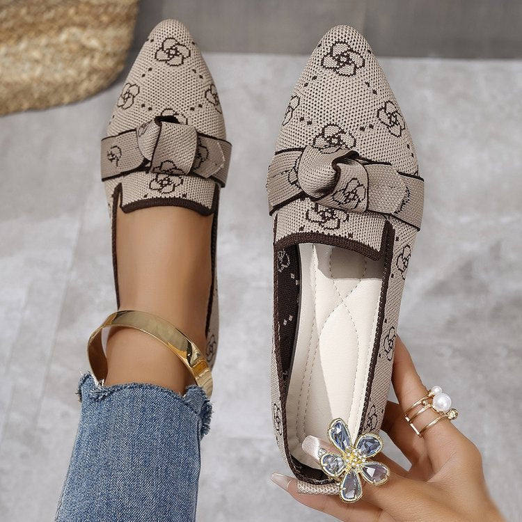 Damen Stilvolle und komfortable Ballerinas mit großem Schleifendetail R&B