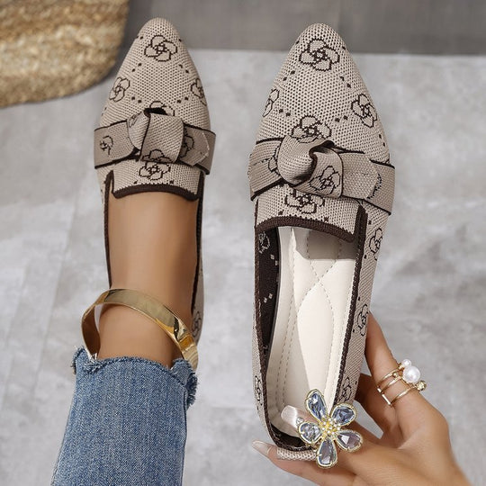 Damen Stilvolle und komfortable Ballerinas mit großem Schleifendetail R&B
