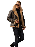 Herren Lammfelljacke mit Taschen und robustem Material R&B