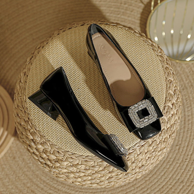 Damen Elegante Ballerinas mit funkelnder Schmuckschnalle R&B