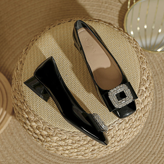 Damen Elegante Ballerinas mit funkelnder Schmuckschnalle R&B