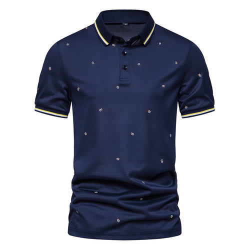 Herren Poloshirt mit modischem Muster und atmungsaktiven Eigenschaften R&B