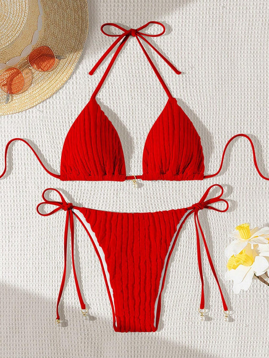 Damen Triangle-Bikini mit strukturiertem Design und verstellbaren Trägern R&B