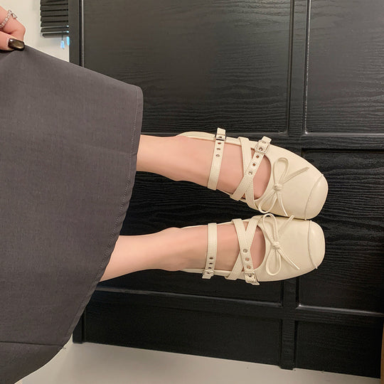 Damen Ballerinas mit verstellbaren Riemchen und süßem Schleifendesign R&B