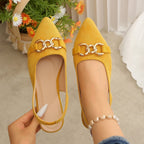 Damen Slingback Ballerinas mit modischem Kettendesign R&B