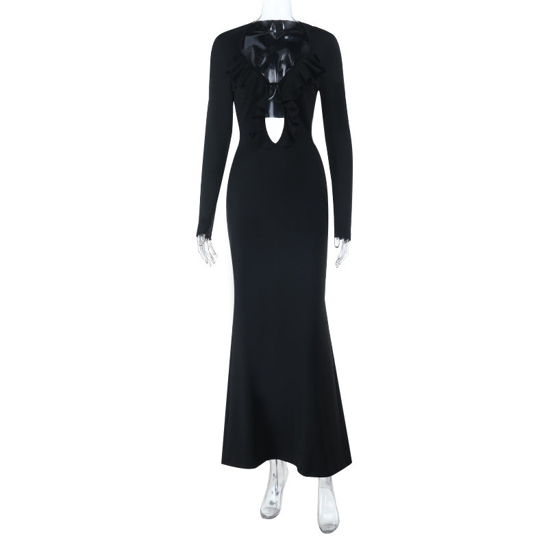 Damen Maxikleid mit elegantem Rüschendetail und schickem Rückenausschnitt R&B