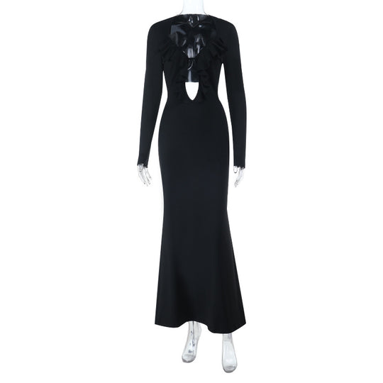Damen Maxikleid mit elegantem Rüschendetail und schickem Rückenausschnitt R&B