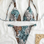 Damen Triangel-Bikini-Set mit modischem Tiermuster R&B