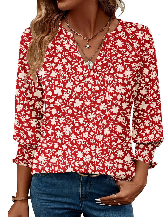 Damen modische Bluse mit verspieltem Paisleymuster und Rüschendetails R&B