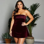 Damen Bandeau Minikleid mit Faltenwurf und elegantem Schnitt R&B