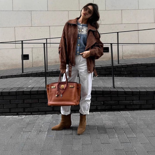 Damen modische Oversized jacke mit Gürtel R&B