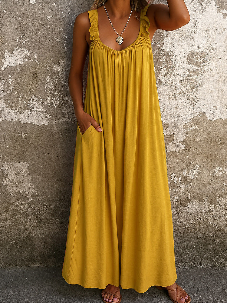 Damen Maxi-Kleid mit trägerloser Passform und luftiger Silhouette R&B
