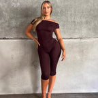 Damen Eleganter Jumpsuit mit Off-Shoulder Design und Raffungen R&B