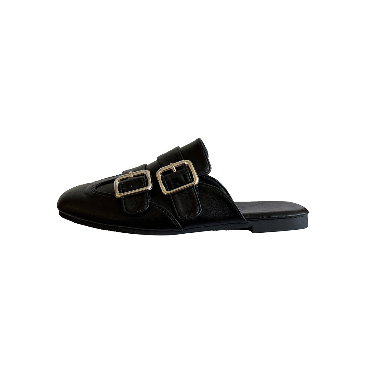 Damen Mules mit doppeltem Schnallenverschluss und eleganter Lederoberfläche