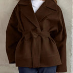 Damen Modische Wickeljacke aus hochwertigem Material mit taillierbarem Gürtel R&B
