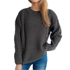 Damen Grobstrickpullover mit eleganten Zopfmuster und lässigem Schnitt R&B