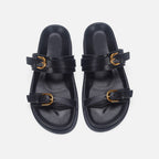 Damen elegante Riemensandalen mit goldenen Schnallen R&B