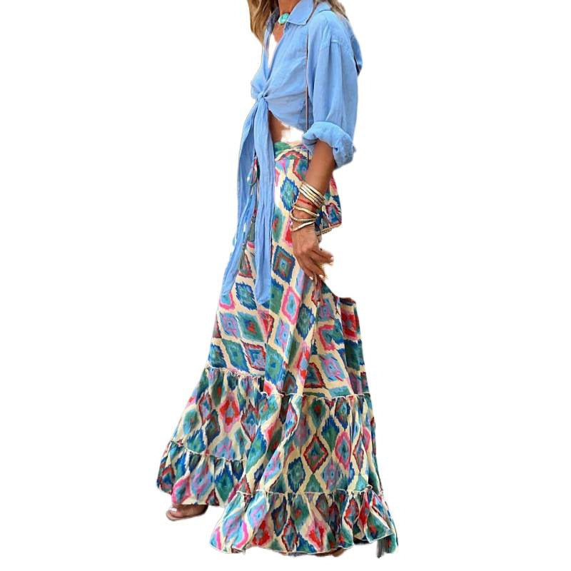 Damen Maxikleid mit fröhlichem Muster R&B