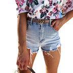 Damen Destroyed Jeans-Shorts im lässigen Vintage-Stil mit unregelmäßigem Saum R&B