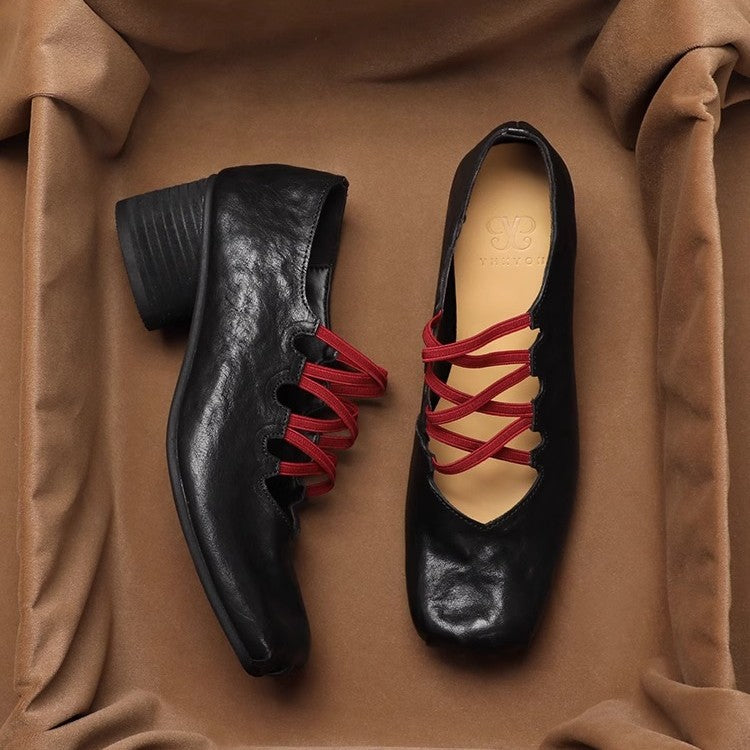 Damen Ballerina-Schuhe mit innovativem Schnürdesign und hochwertigem Leder R&B