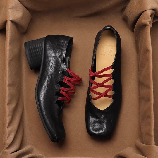 Damen Ballerina-Schuhe mit innovativem Schnürdesign und hochwertigem Leder R&B