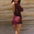 Damen Strick-Badeüberwurfkleid