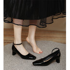 Damen elegante Lackleder Pumps mit komfortablem Blockabsatz