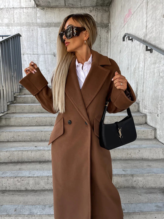 Damen Eleganter Oversized-Wollmantel R&B